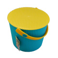 Blue Plastic Yellow Top Storage Bucket with Handle (B05-6669)